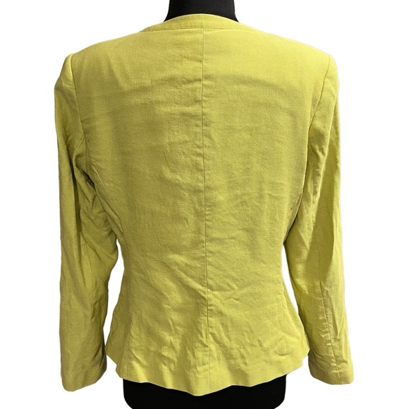 Lafayette 148 Lime Green Virgin Wool & Silk Blazer Jacket size 12 - Picture 2 of 7